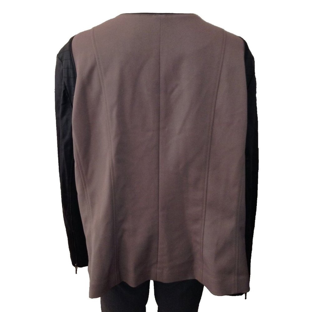 Sejour Moto Jacket Size 24W Womens Blazer 2 Tone Asymmetric Zip Up Taupe Dusk - Picture 3 of 6